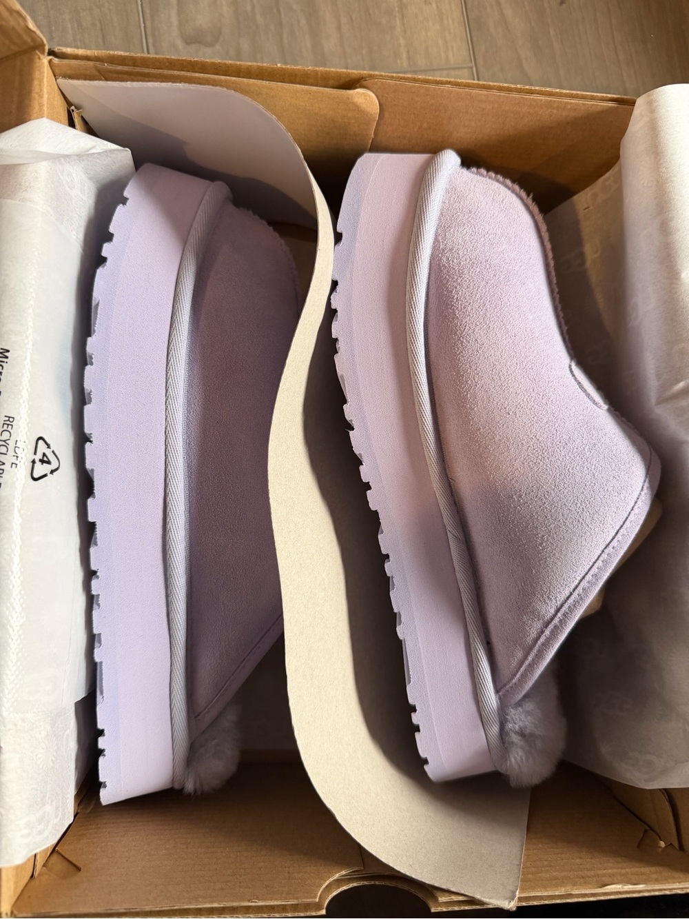 UGG Lavender Suede Shearling Slip-On Clog - Picture 2 of 8